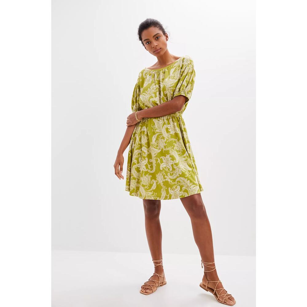 Daily Practice by Anthropologie Green Floral Paisley Mini Dress SZ Large EUC - Picture 2 of 16